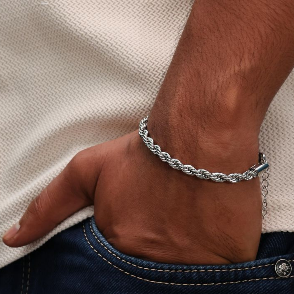 4mm Rope Bracelet - Silver