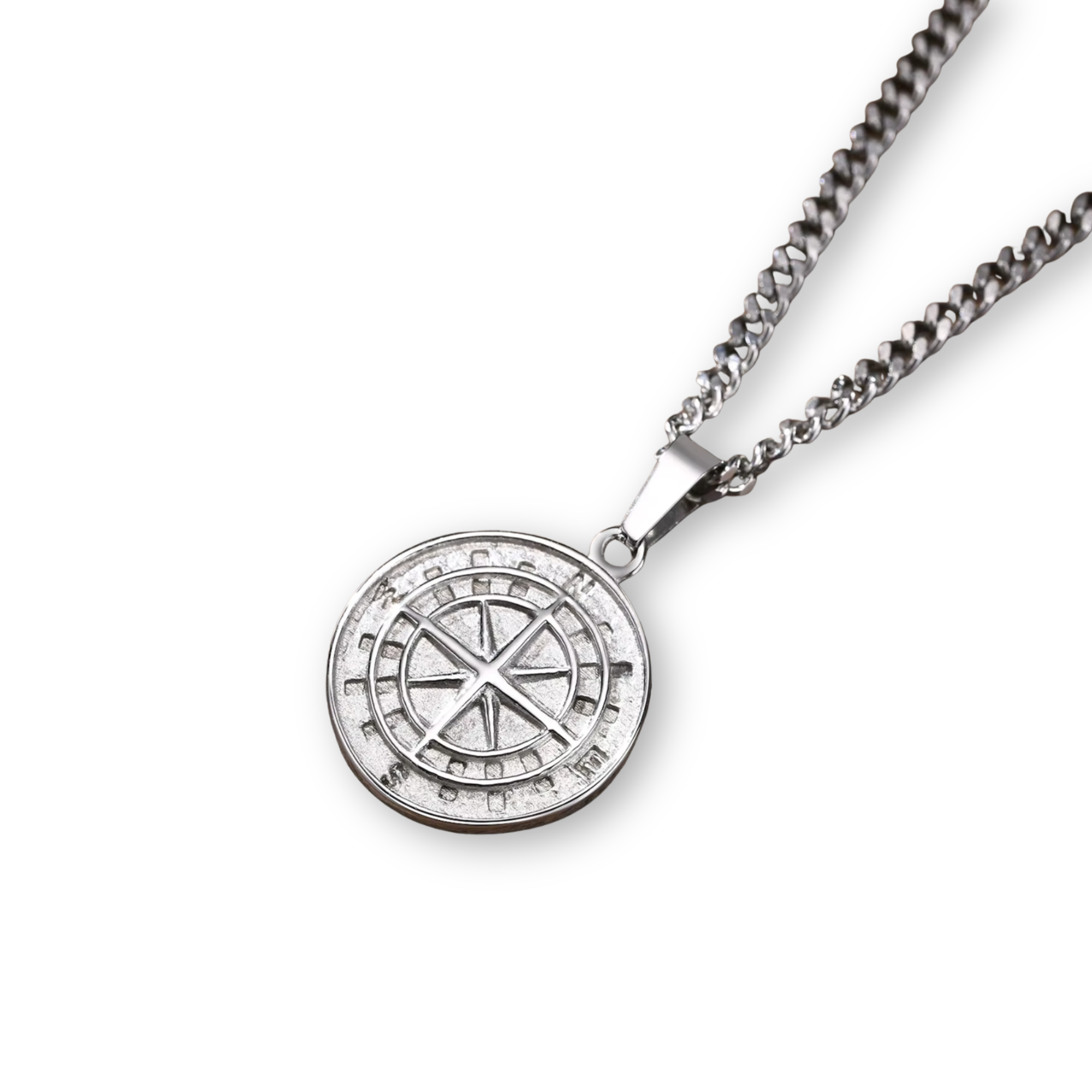 Compass Pendant Chain - Silver