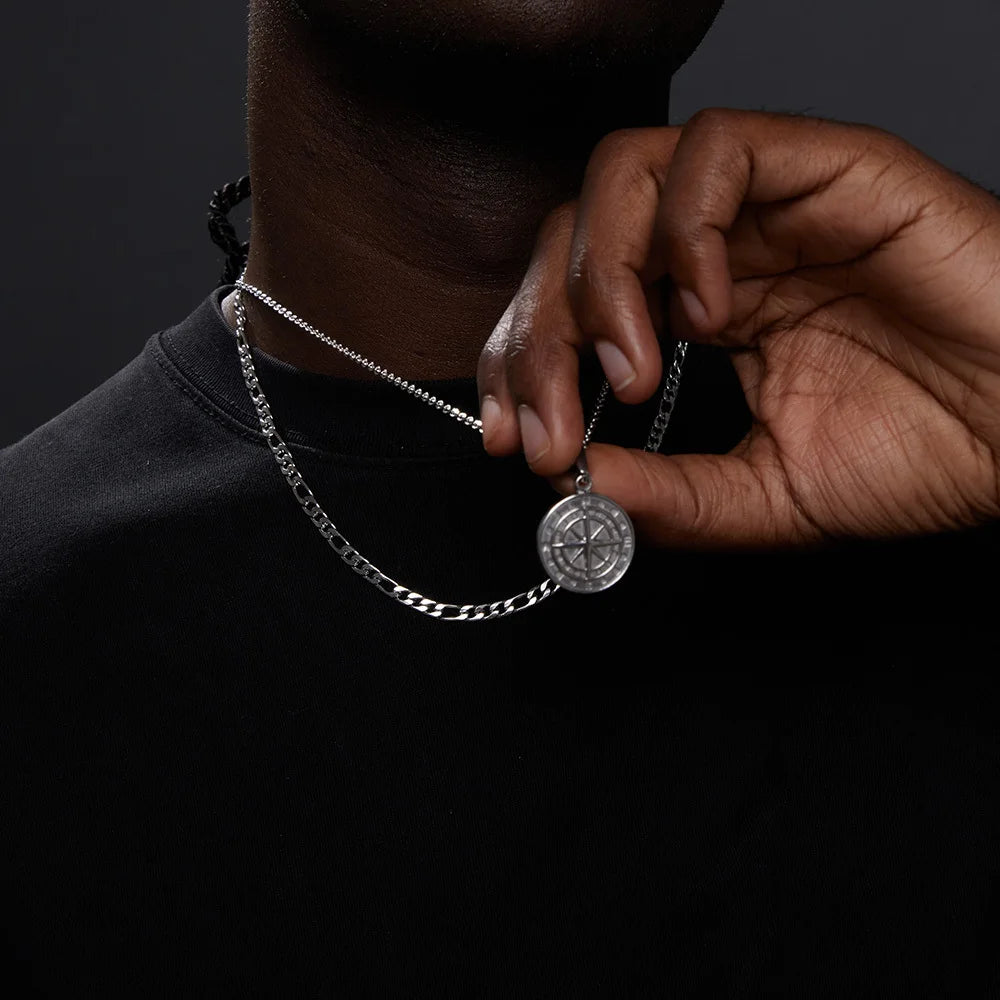 Compass Pendant Chain - Silver